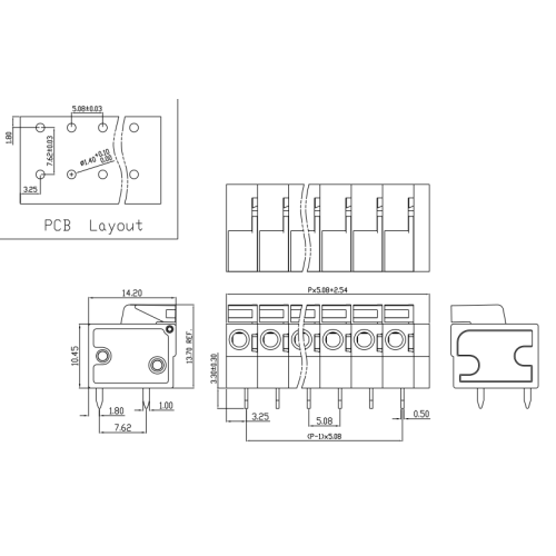 Angolo del terminale PCB di tipo a molla da 5,08 mm